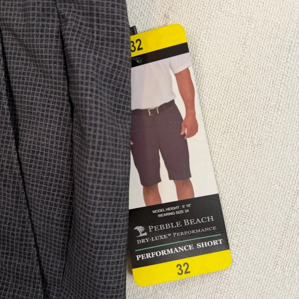 Pebble Beach Mens Gray Dry-Luxe Performance Golf Shorts Size 32 New With Tags